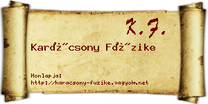 Karácsony Füzike névjegykártya